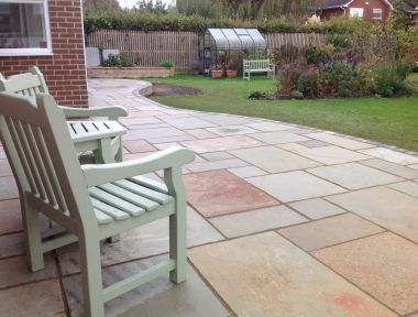 Patio with Stone Walling in Salisbury